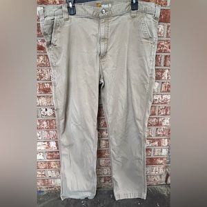 Carhartt Men's Relaxed Fit Canvas Pants Size 42x32 Actual 42x31 Beige Workwear